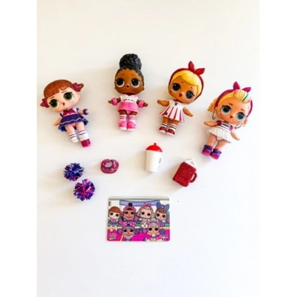 LOL Surprise All Star BBs Cheer Team Dolls Lot of 4 With Accessories Pom Poms